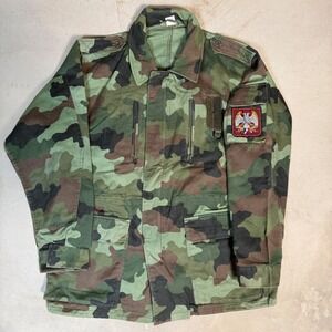 Vintage 1993 Serbian M93 Woodland Camo Field Jacket Military Surplus‎ Mens Large